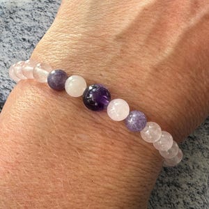 SLEEP Tight Amethyst,Lepidolite & Rose Quartz bracelet/anklet/necklace STRETCH and ESSENTIAL Oil Roller option crystal healing