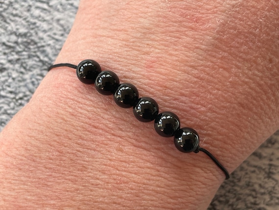 Black Gemstone Protection Bracelet – Obsidian, Onyx, Agate, Tourmaline