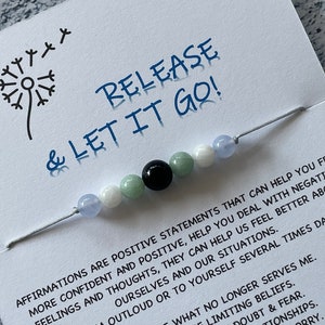 Pulseira, tornozeleira ou colar de cura com cristais de AFIRMAÇÃO positiva LIBERE E DEIXE IR