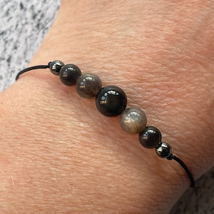 Ice OBSIDIAN & BLACK SUNSTONE bracelet/anklet/necklace crystal healing gemstones