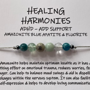 ADHD & ADD emotional support crystal healing bracelet/anklet/necklace, ESSENTIAL Oil Roller option