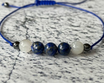 LAPIS LAZULI & MOONSTONE bracelet/anklet/necklace crystal healing