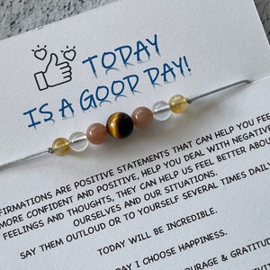 Hoje é um BOM DIA AFIRMAÇÃO Positiva Pulseira de Cura com Cristais, Tornozeleira ou Colar