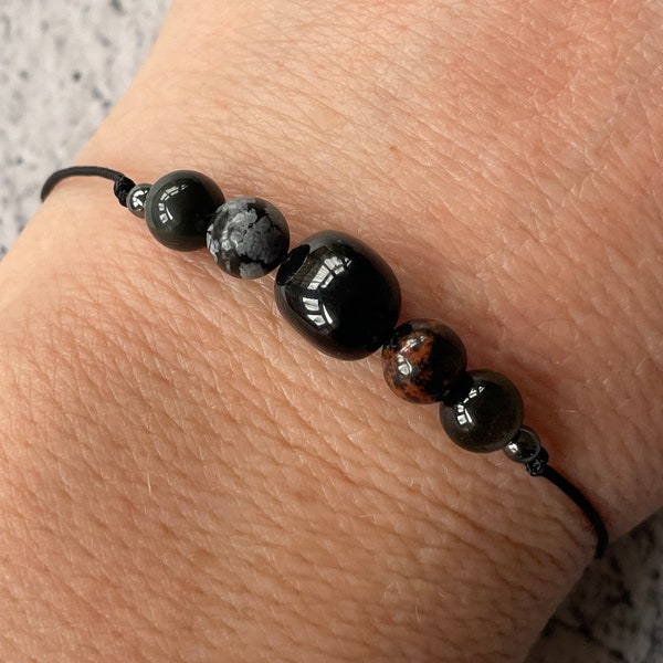 LOVE OBSIDIAN Protection Bracelet/anklet/necklace crystal healing shamballa