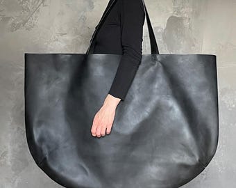 Giant Leather Tote Bag | Extra Large Oversized Carryall | Leather Weekender