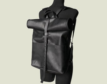 Roll Top Backpack High Quality Leather Backpack