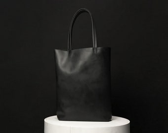 Leather tote bag Black leather bag Shoulder bag