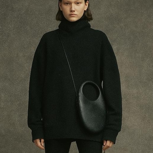 Bolso bandolera tipo hobo de piel: pequeño bolso negro para el teléfono