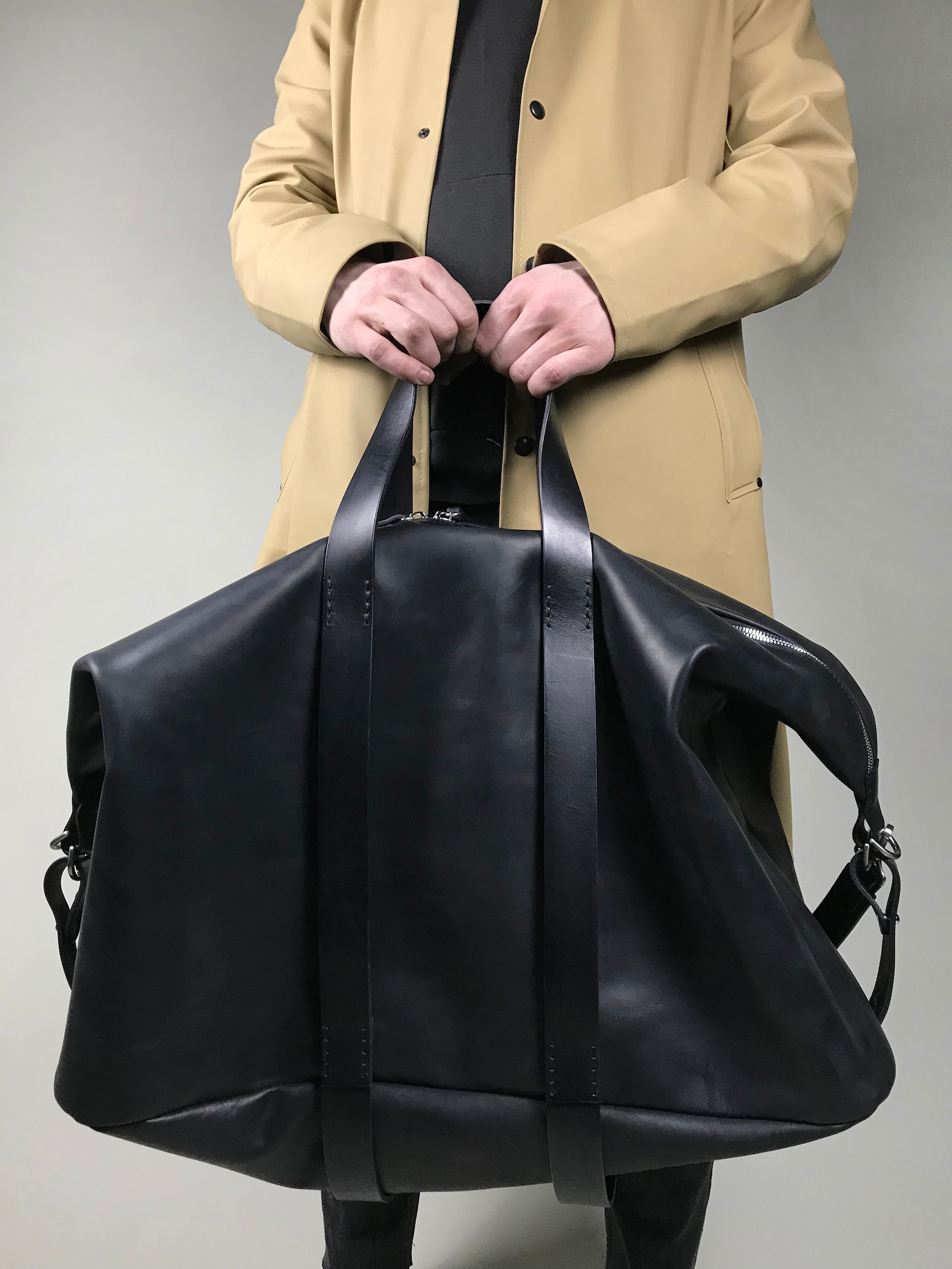 Black Leather Weekender Bag Men Leather Travel Bag Luggage Bag Etsy