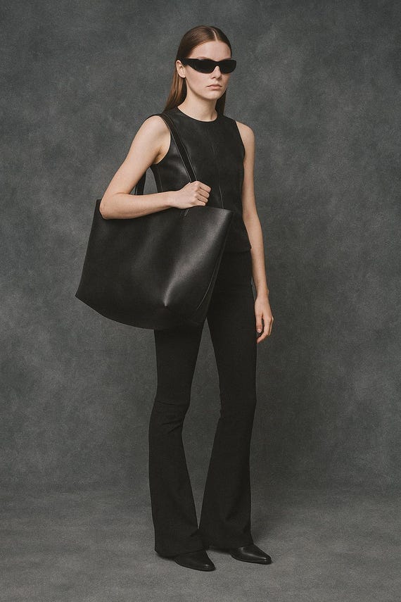 Large Leather Tote Bag M73 Black Shoulder Bag - Etsy