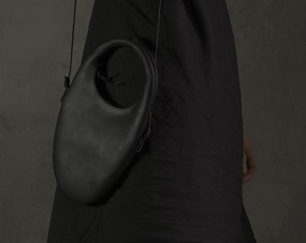 Leather Small crossbody bag Calliope - Phone bag - Unique hobo bag - Pro Max 15