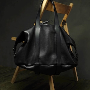 Premium Leder Reisetasche CARRY-ON Schwarze Leder Wochenendtasche