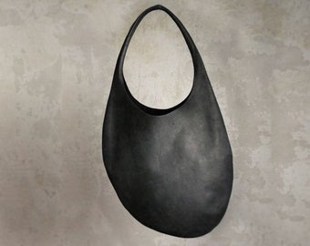 Unique Leather Hobo Bag Calliope with Minimalist Asymmetric Design - Customizable