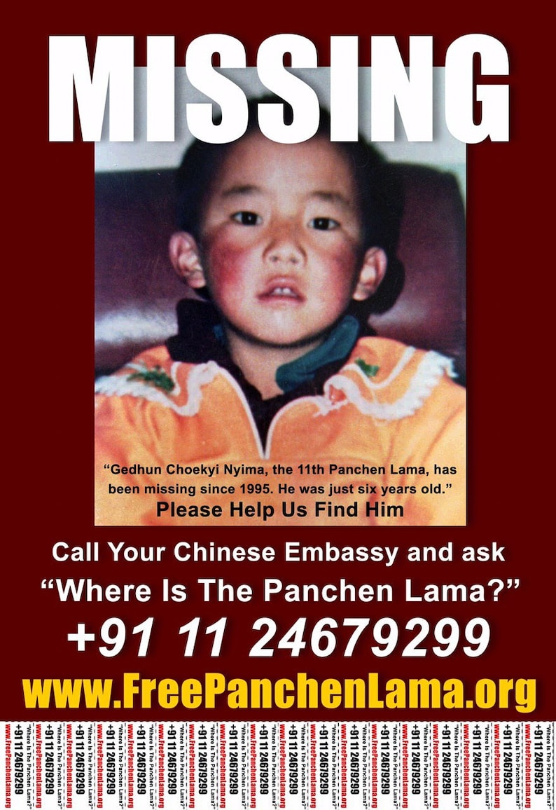 Beige cropped t-shirt with print Missing Panchen Lama