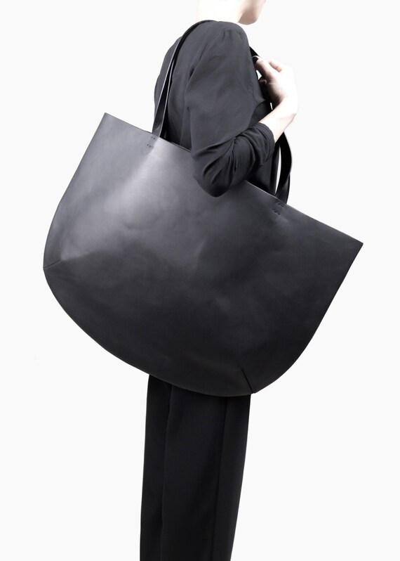 Large Leather Tote Bag Black Leather Shopper Bag Large Travel - Etsy