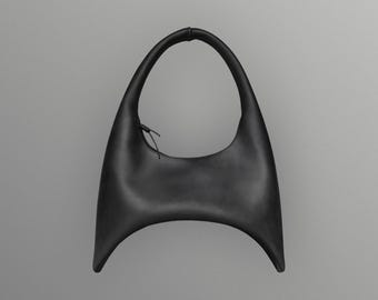1P/Halley - Cosmic Leather Hobo Bag with Top handle