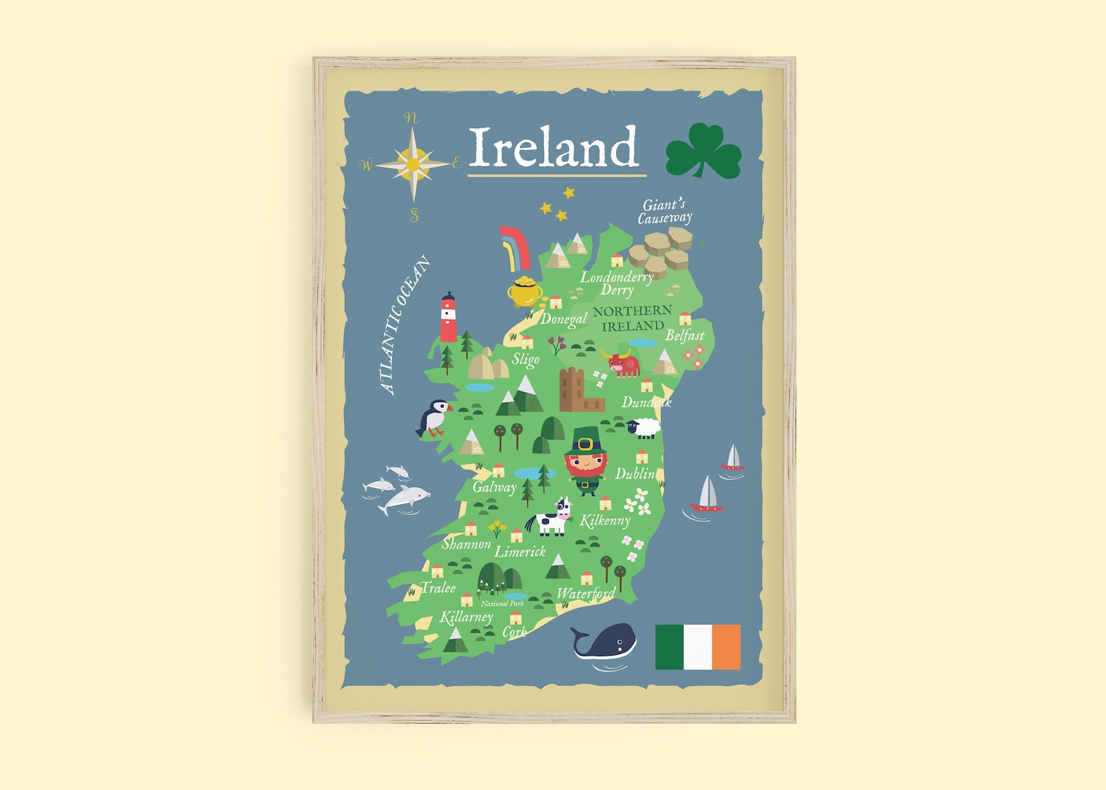 Fun Illustrated Kids Map of Ireland Irish Poster for Etsy