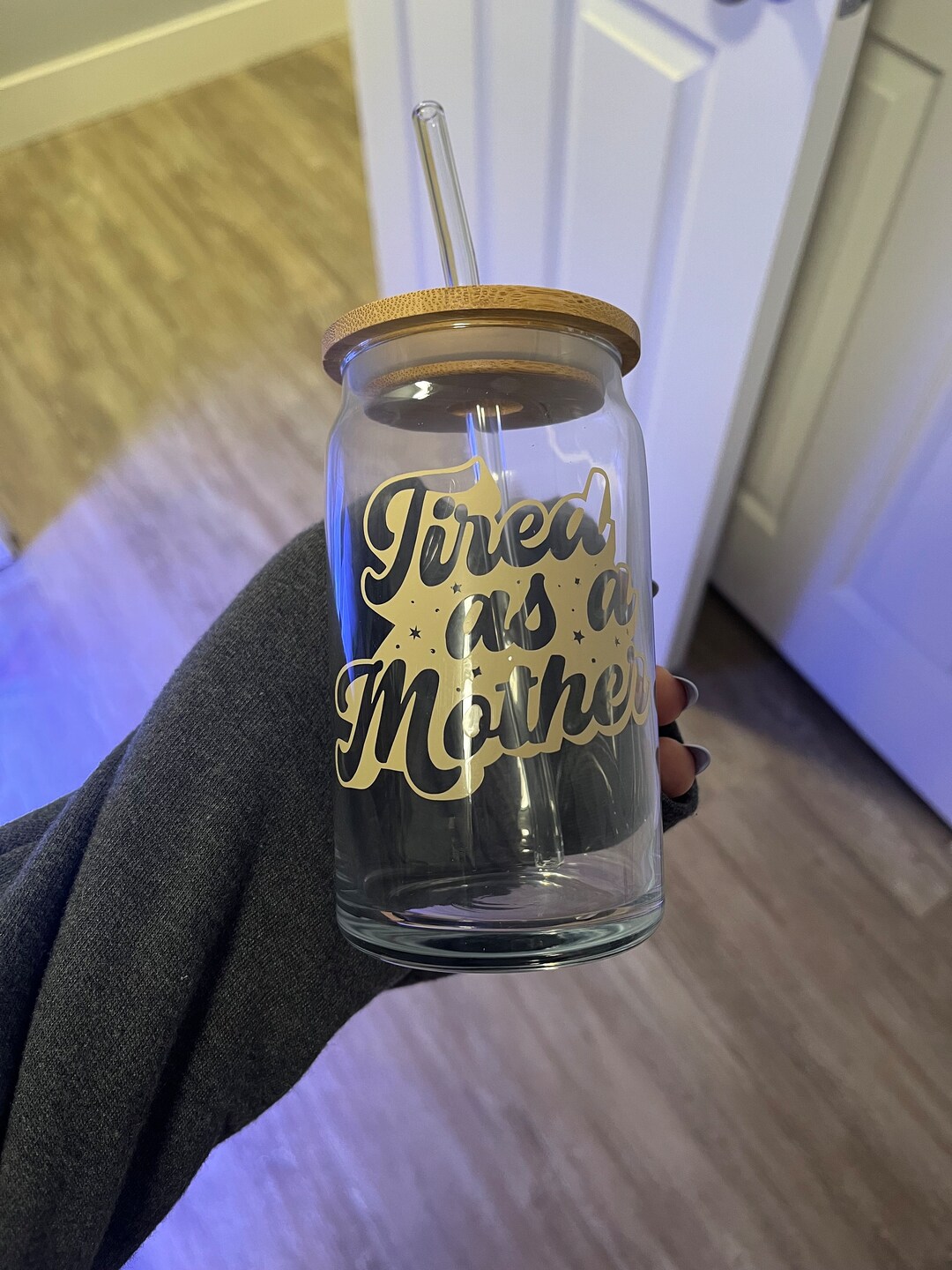 Glass Beer Can Cup- With Bamboo Lid & Glass Straw - Etsy