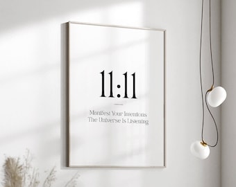 11:11 Print | Angel Numbers Print | Angel Number Poster | Minimalist Decor | Spiritual | Bedroom Wall Art | Trendy Prints | Affirmation