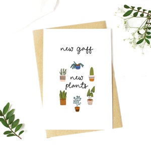 Novo cartão de casa | Feliz novo lar | Movendo-se para dentro cartão comemorativo | Novas Gaff Novas Plantas | cartão de inauguração | planta cartão comemorativo | Cartões de Saudações | Amante de plantas