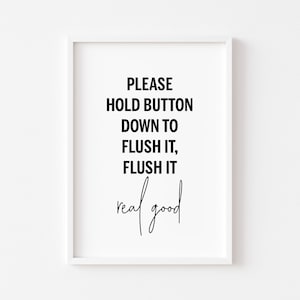 Bathroom Prints | Flush It Flush It Real Good | Toilet Print | Funny Prints | Bathroom Print | Minimalist Wall Art | Bathroom Decor