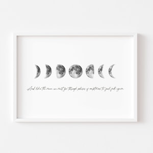 Maanfasen Print | Maan Quote Print | Minimalistische slaapkamer prints | Decor | Maanfasen | Maanfasen Wall Art | Hemelse Poster