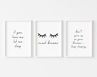 Bedroom Prints Set Of 3 - Sleep Prints - Sweet Dreams