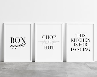 Kitchen Prints | Kitchen Prints Set Of 3 | Kitchen Print | Kitchen Wall Art | Kitchen Decor | Food Prints | Bon Appétit | Prints for Kitchen
