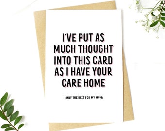 Funny Mother’s Day Card | Funny Birthday Card Mum | Funny Mother's Day Card | Care Home Card | Mother's Day Gift | Rude Funny Card Her