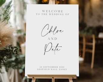 Personalised Welcome To The Wedding Of Sign | Printed or Digital Download | Minimalist Wedding Print | Wedding Welcome Sign