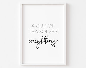 Láminas de cocina / Láminas de comida / Lámina de cocina / Una taza de té / Arte mural de cocina / Decoración de cocina / Láminas para el hogar / Lámina para el hogar / Cocina divertida