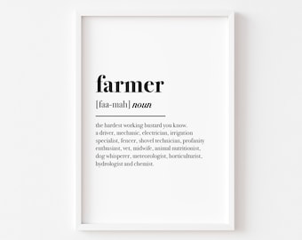Farmer Definition | Country Farm | Kitchen Print | Farmhouse | Decor | Wall Art | Gift for Wife Husband | Home Prints | Funny Print