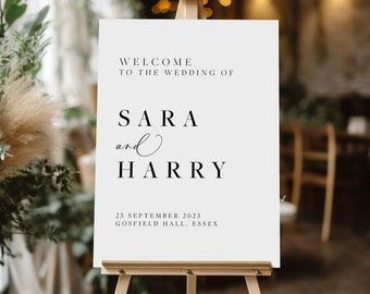 Wedding Welcome Sign | Personalised Welcome To The Wedding Of Sign | Elegant Wedding Print | Entrance Sign | Personalised Wedding Sign