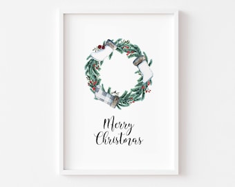 Christmas Wreath Print | Christmas Prints | Christmas Wall Art | Christmas Decor | Christmas Print | Christmas Gift | Seasonal | Xmas Print