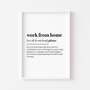 Work From Home Definition Print | Office Wall Art | Home Office Decor | Definition Print | Funny Office Prints | Office Decor | Home Prints