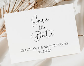 Save The Date Postcard & Envelope | Personalised Wedding Invite | Modern Wedding Invite | Simply Save The Date Card | Save Our Wedding Date
