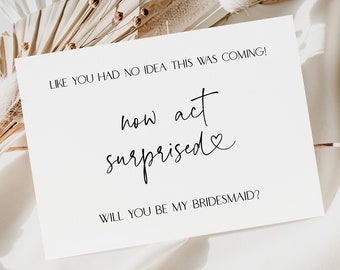 Carte postale et enveloppe Agissez maintenant avec surprise | Serez-vous ma demoiselle d'honneur | demoiselle d'honneur | bouquetière | Carte de proposition de mariage | Cadeau souvenir