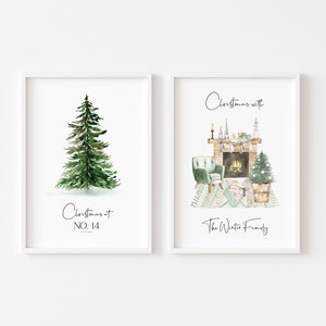 Christmas Prints Set of 2 | Personalised Customised Wall Art | Xmas Prints | Christmas Decor | Family House Number| Gift | Home Print