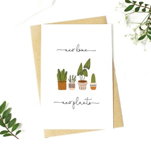 Nouvelle maison Nouvelles plantes | Nouvelle carte d’accueil | | de carte d’emménagement | de cartes de pendaison de crémaillère | de carte de plante Happy New Home | cartes de vœux | Plantes en pot
