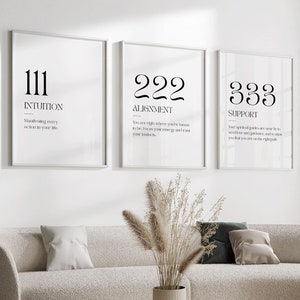 Angel Numbers Print | 111 | 222 | 333 | Angel Number Poster | Minimalist Decor | Spiritual | Bedroom Wall Art | Trendy Prints | Affirmation