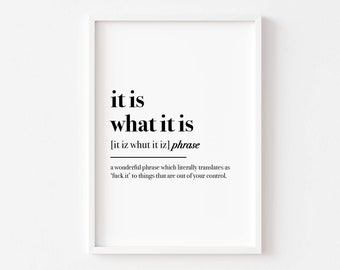 Office Wall Art | It is What It Is Definition | Funny Office Prints  | Home Office Print | Typography | Work From Home Decor | Minimalist