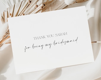 Thank You For Being My Bridesmaid Postcard Personalised | Maid of Honour | Flower Girl | Bridesmaid Gift | Thank You Postcard | Best Man