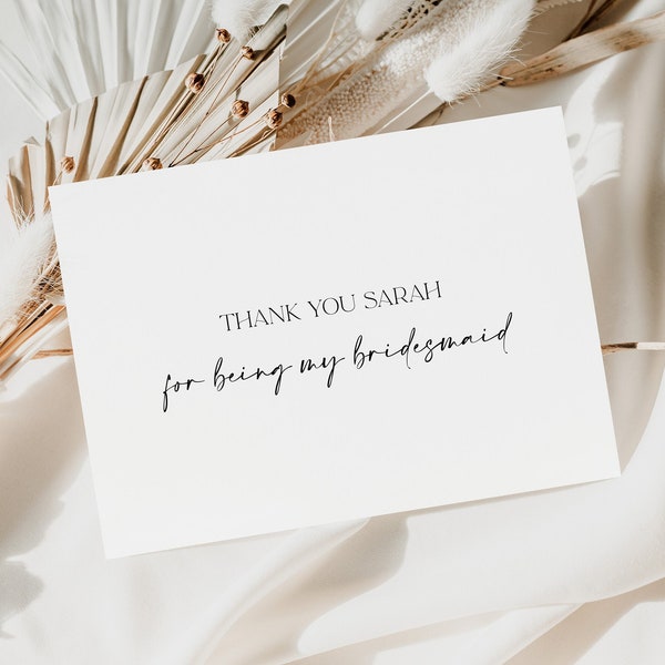 Thank You For Being My Bridesmaid Postcard Personalised | Maid of Honour | Flower Girl | Bridesmaid Gift | Thank You Postcard | Best Man