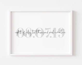 Personalised Date Print | Custom Date Wall Art | Home Decor | Home Prints | Couple Print | Wedding Anniversary Gift Engagement | New Home