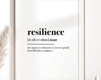 Impresión de definición de resiliencia / Arte mural motivacional / Póster inspirador / Póster de gimnasio