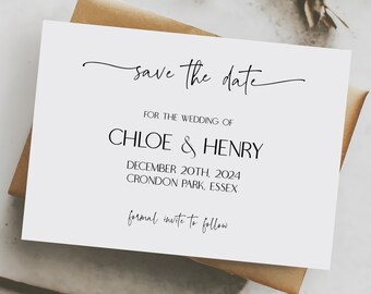 Save The Date Card and Envelopes | Modern Wedding Invitations | Save the Date Wedding Announcement | Personalised