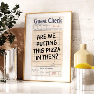 Pizza Print | Guest Check Poster | Kitchen Print | Guest Check Print | Retro Diner Print | Natural | Pink | Green | Blue | Black