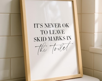 Skid Marks Print | Bathroom Print | Funny Prints | Bathroom Prints | Rude Bathroom Print | Wall Art | Bathroom Decor | Home Prints Sign