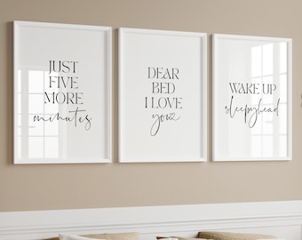 Bedroom Prints | Set Of 3 Prints | Bedroom Wall Art | Bedroom Decor | Neutral Wall Prints | Stay In Bed Prints | Above Bed Prints | Home Art