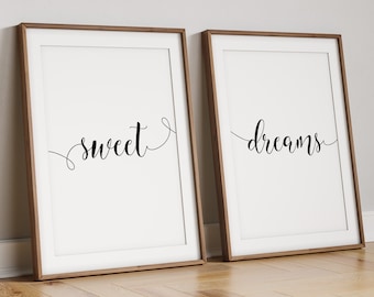 Sweet Dreams Set of 2 Bedroom Prints | Bedroom Print | Bedroom Wall Art | Bedroom Decor | Home Print | Home Wall Art | Home Prints